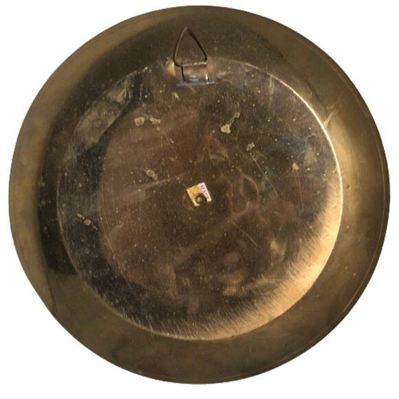 Vintage set of two floral brass and enamel plates - Picture 13 of 16